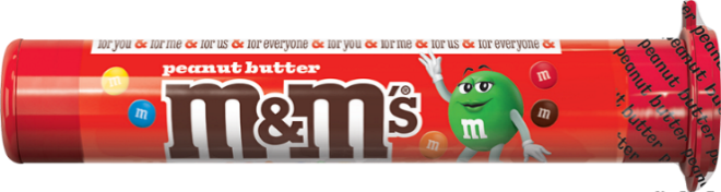 New Packaging of Peanut Butter M&Mâ€™SÂ® Minis (â€œcontains peanuts, milk and soyâ€).